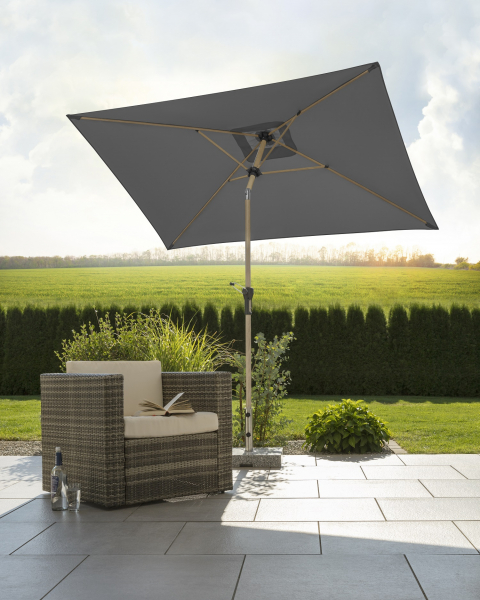 Schneider Stahl Kurbelschirm Cordoba 230x150cm knickbar Stock 38mm Anthrazit
